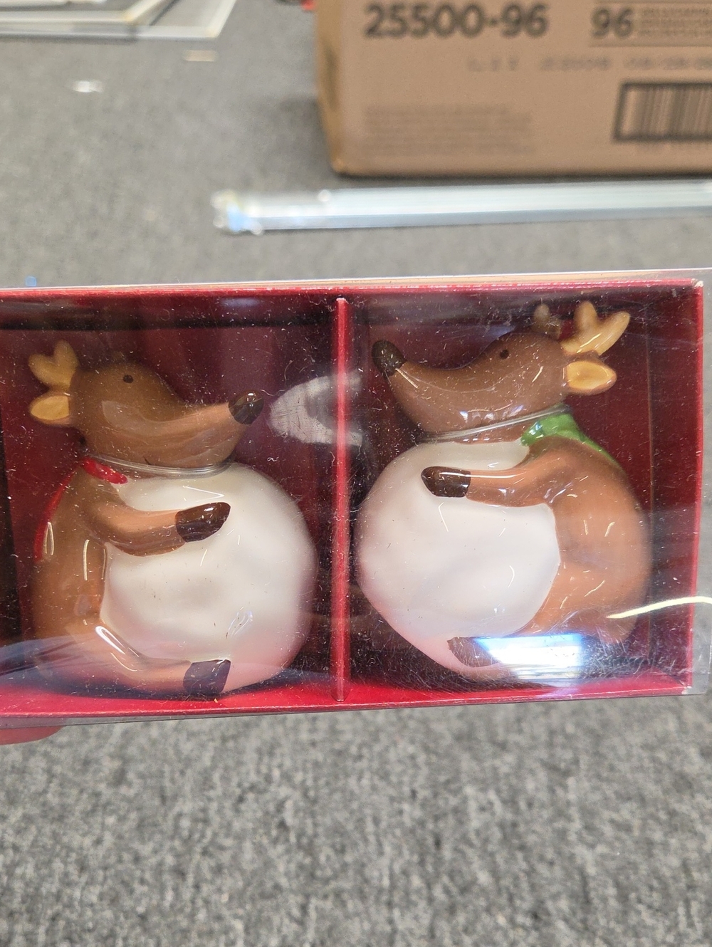 Holiday Reindeer Ceramic Salt and Pepper Shakers - Brown and White